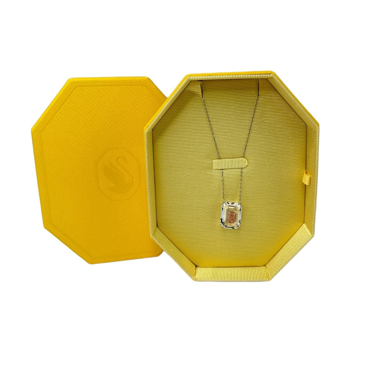 Swarovski Chroma necklace Octagon cut, Pink, Rhodium plated