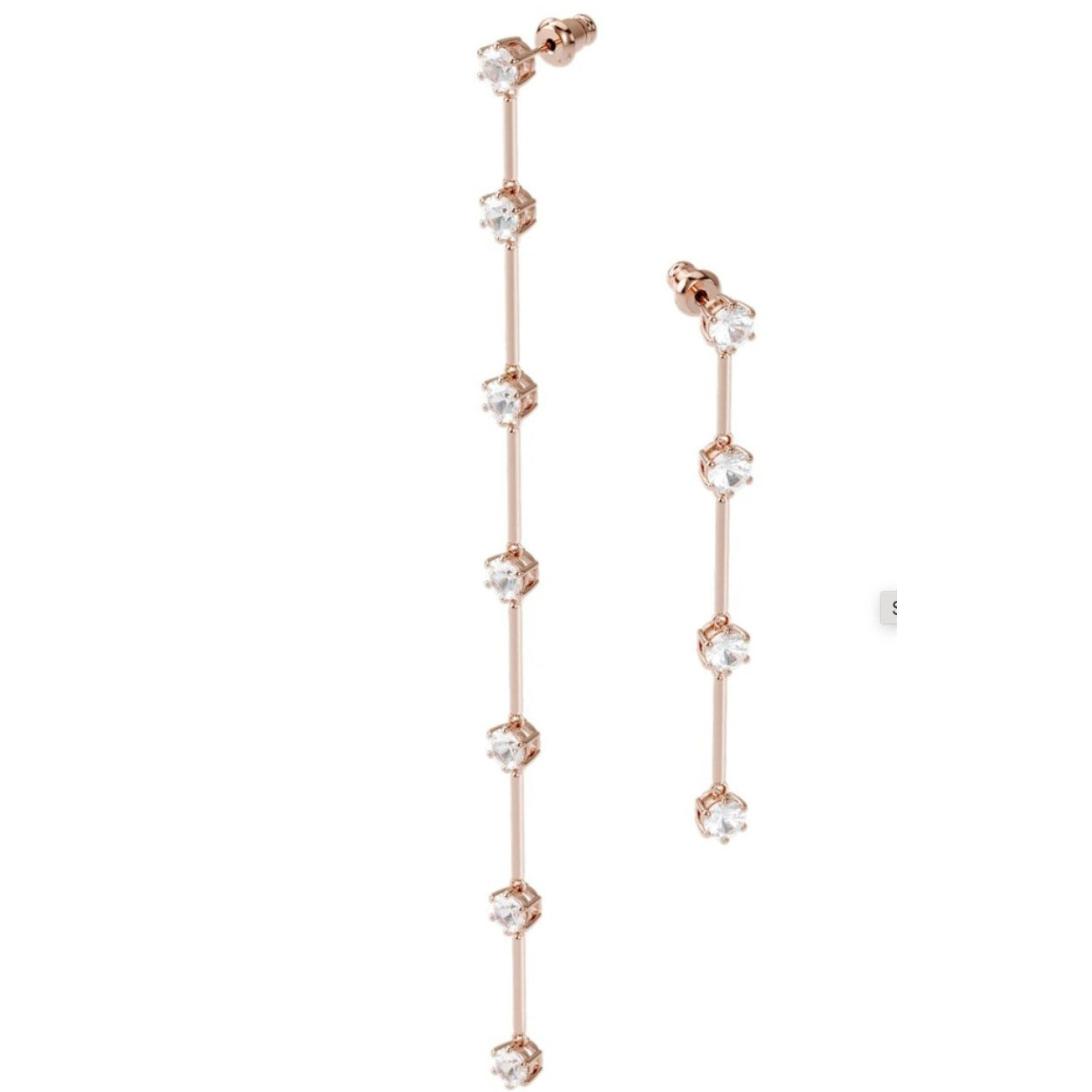 Swarovski Constella drop earrings Round cut, White, Rose gold-tone plated