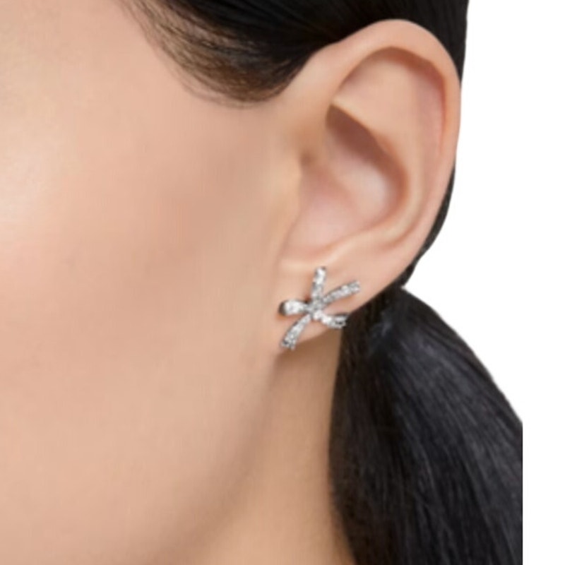 Swarovski Volta Fig Side Bow Crystal Stud Earrings