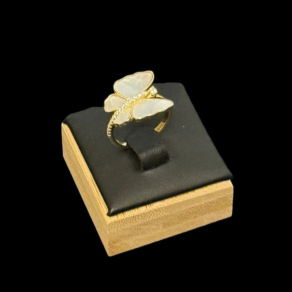 Beautiful Pave Outlined Stone Butterfly Ring Size 6