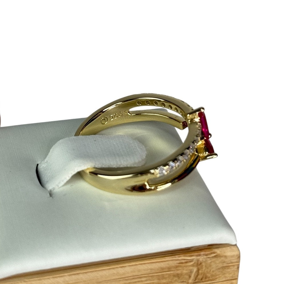 Golden Kiss Fuchsia CZ stone Ring for Her