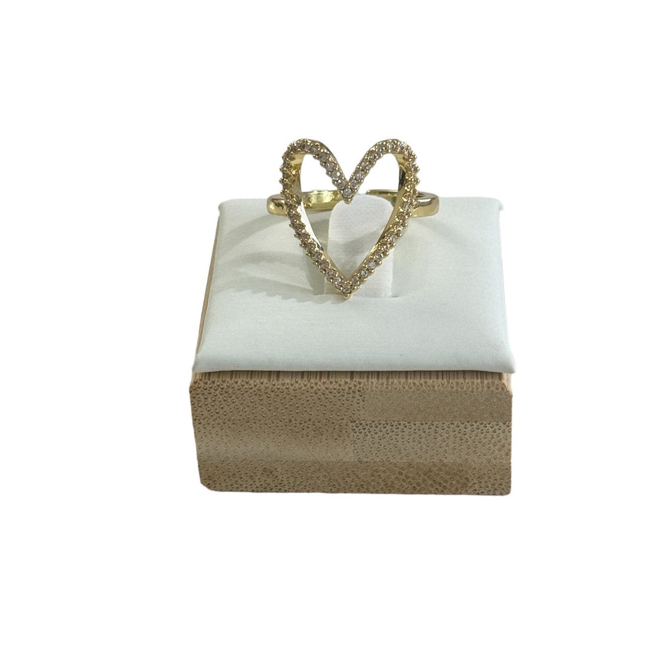 Open Heart Ring 18k Gold Plated Adjustable Ring for Women