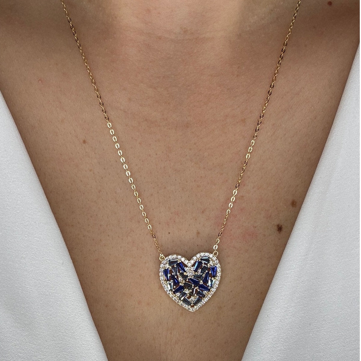 Blue Heart of Shine gold Necklace