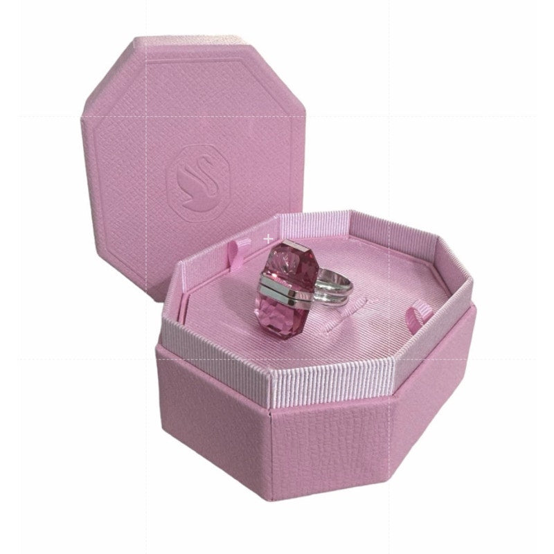 Swarovski Lucent ring Magnetic closure, Pink, Rhodium plated Size 58/8