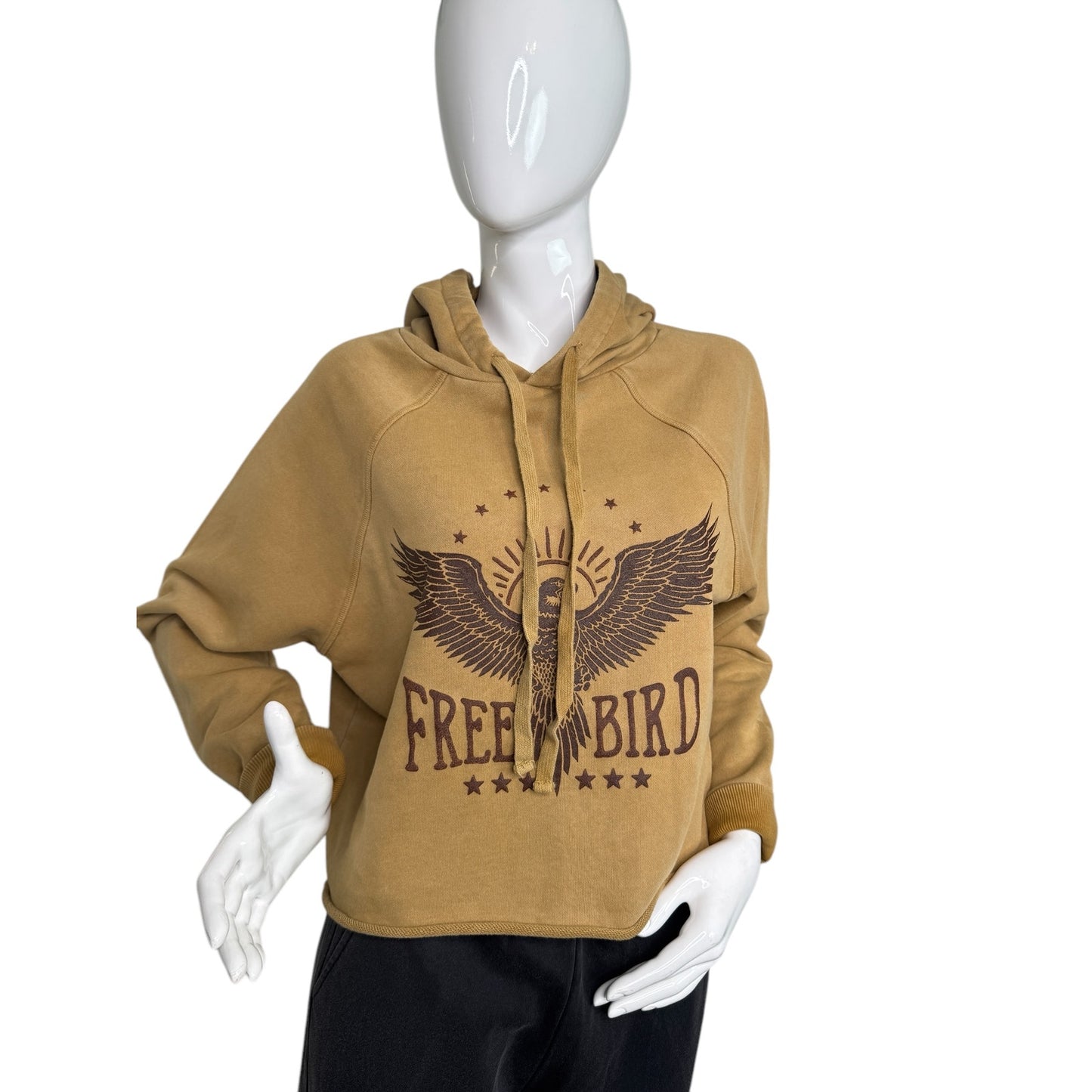 FREE BIRD Mineral-Washed Hoodie Trendy Comfort for Everyday Wear Camel S