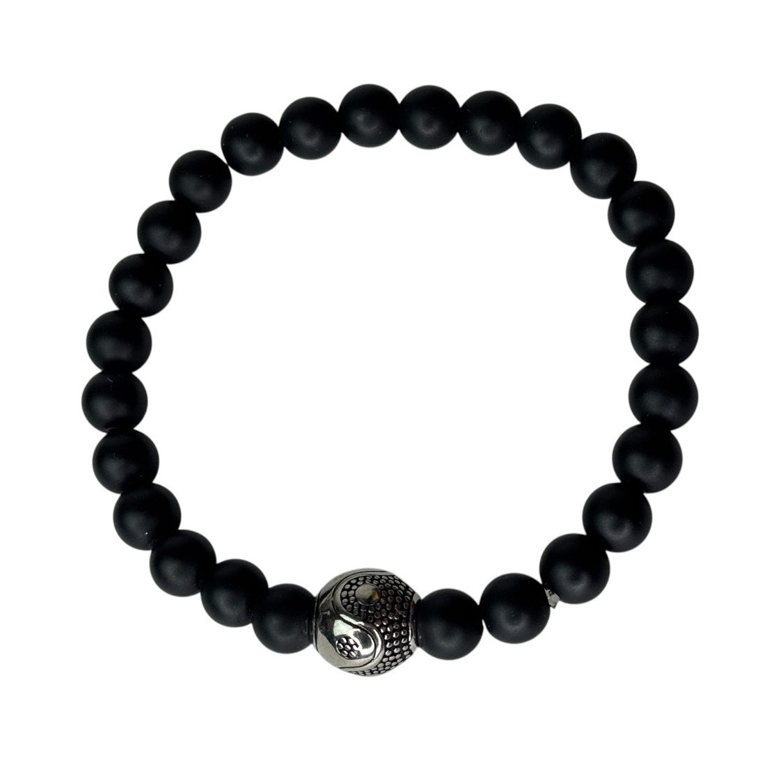 Balance & Power Men’s Bead Bracelet Skull, Yin Yang & Angel Wings Set