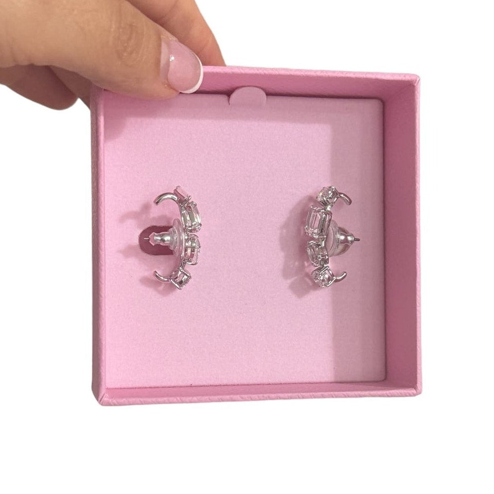 Swarovski Gema Ear Cuffs, Mixed Cuts, White, Rhodium Plated New