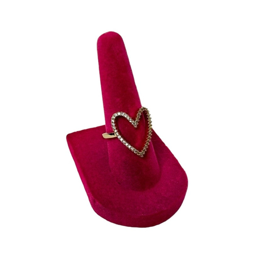 Open Heart Ring 18k Gold Plated Adjustable Ring for Women