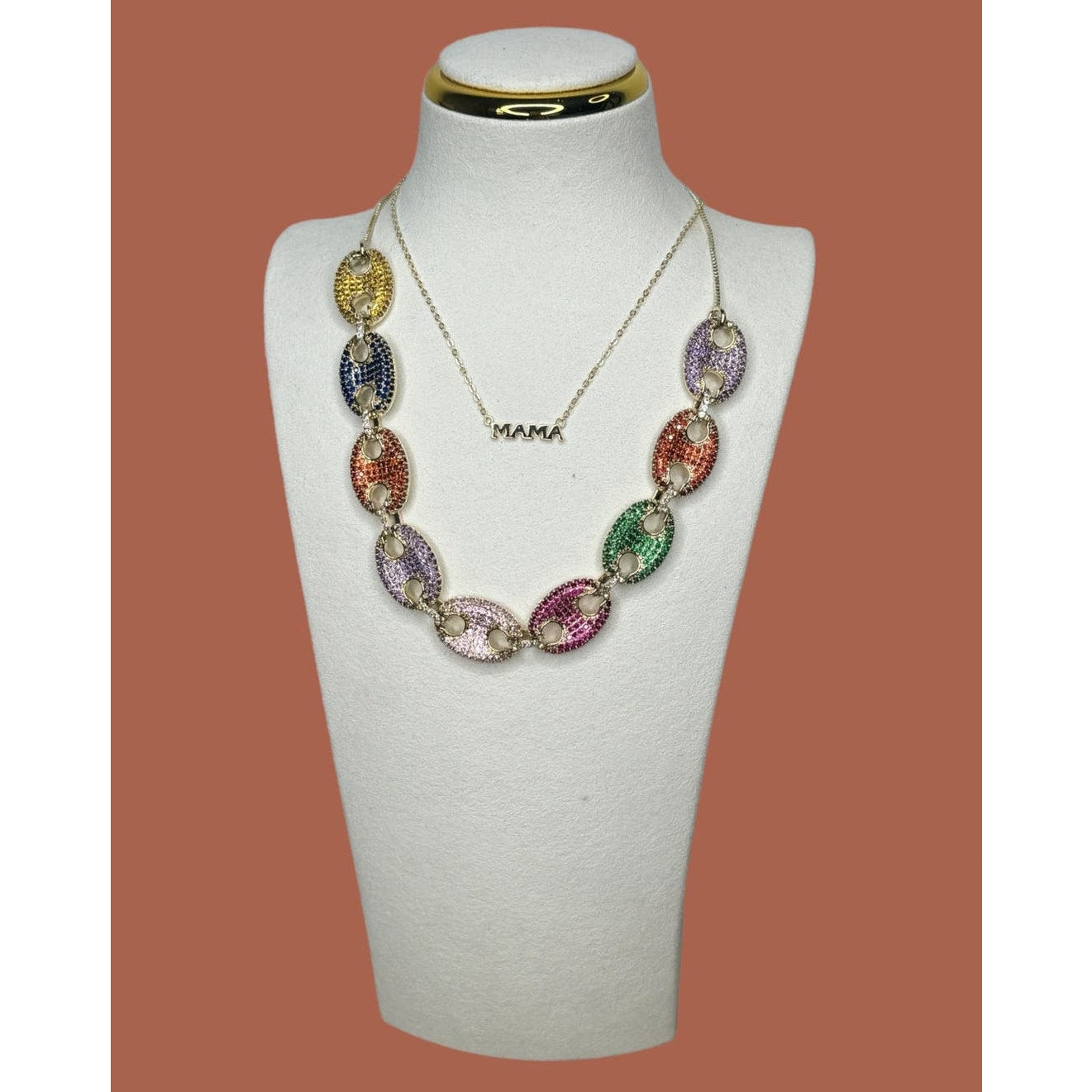 Mama Necklace, 925 Sterling Gold Tone Dainty Link Chain gifts for her