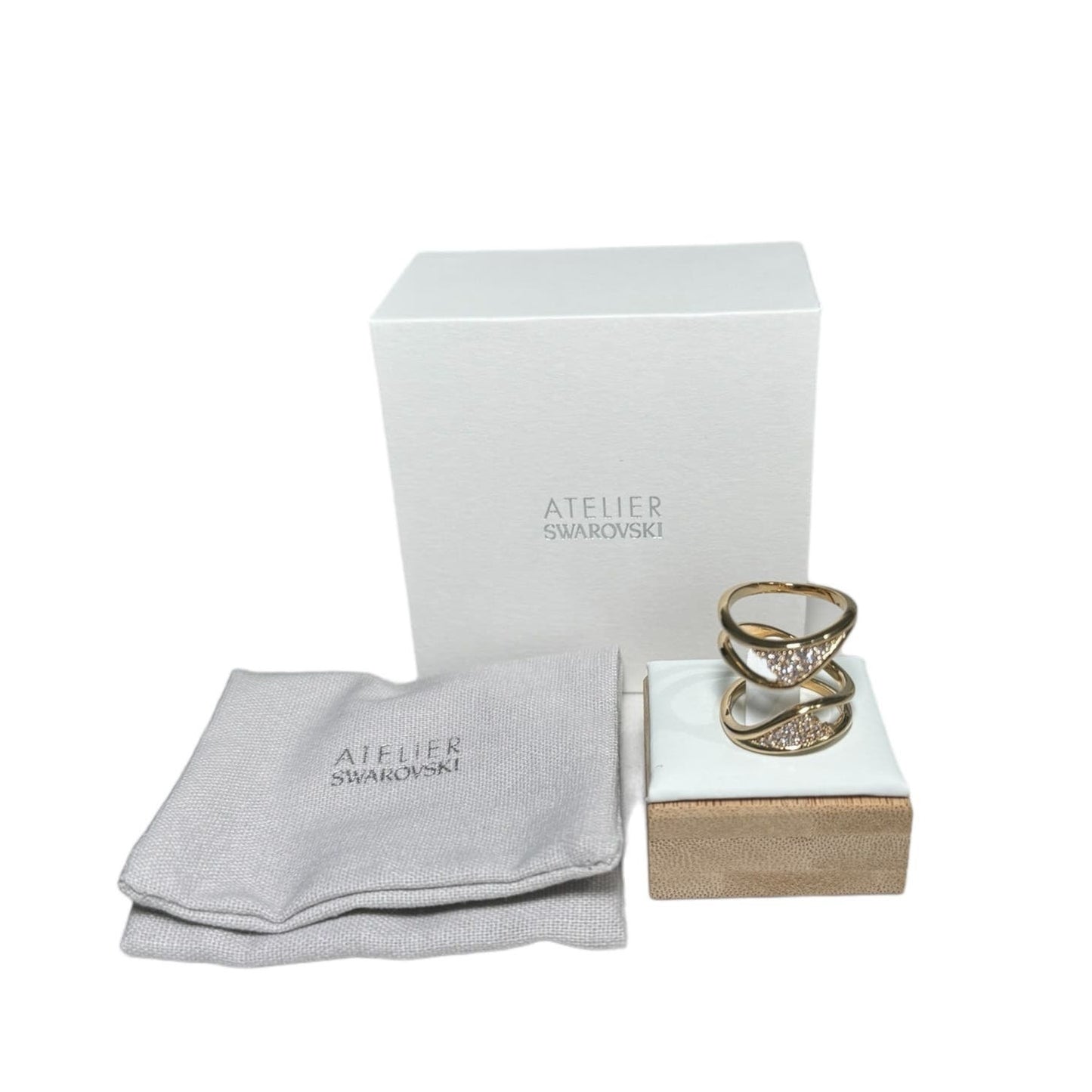 Atelier Swarovski Gilded Treasures Wide Ring, White, Gold-tone plated Ring SIZE 52/6 new