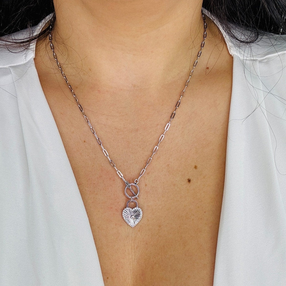 Locked Heart Silver Necklace