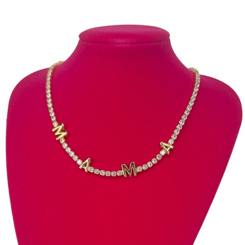 Sparkle MAMA Gold Necklace with Cubic Zirconia Necklace for Moms Elegant Personalized Jewelry