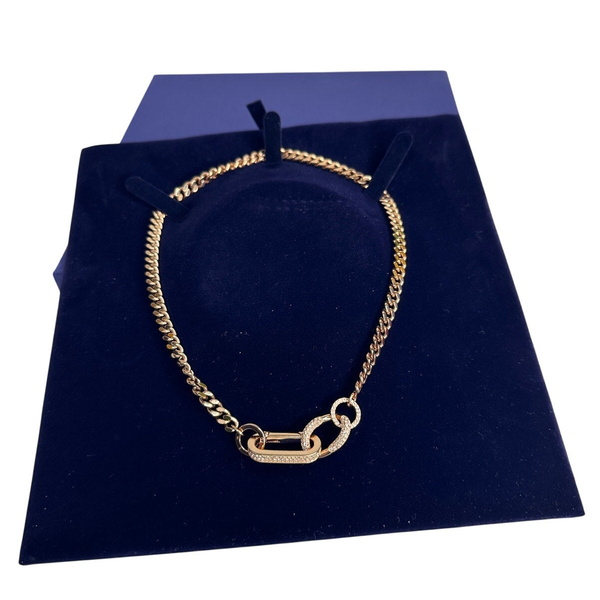 Swarovski Dextera necklace Pavé, Mixed links, White, Rose gold-tone plated Small