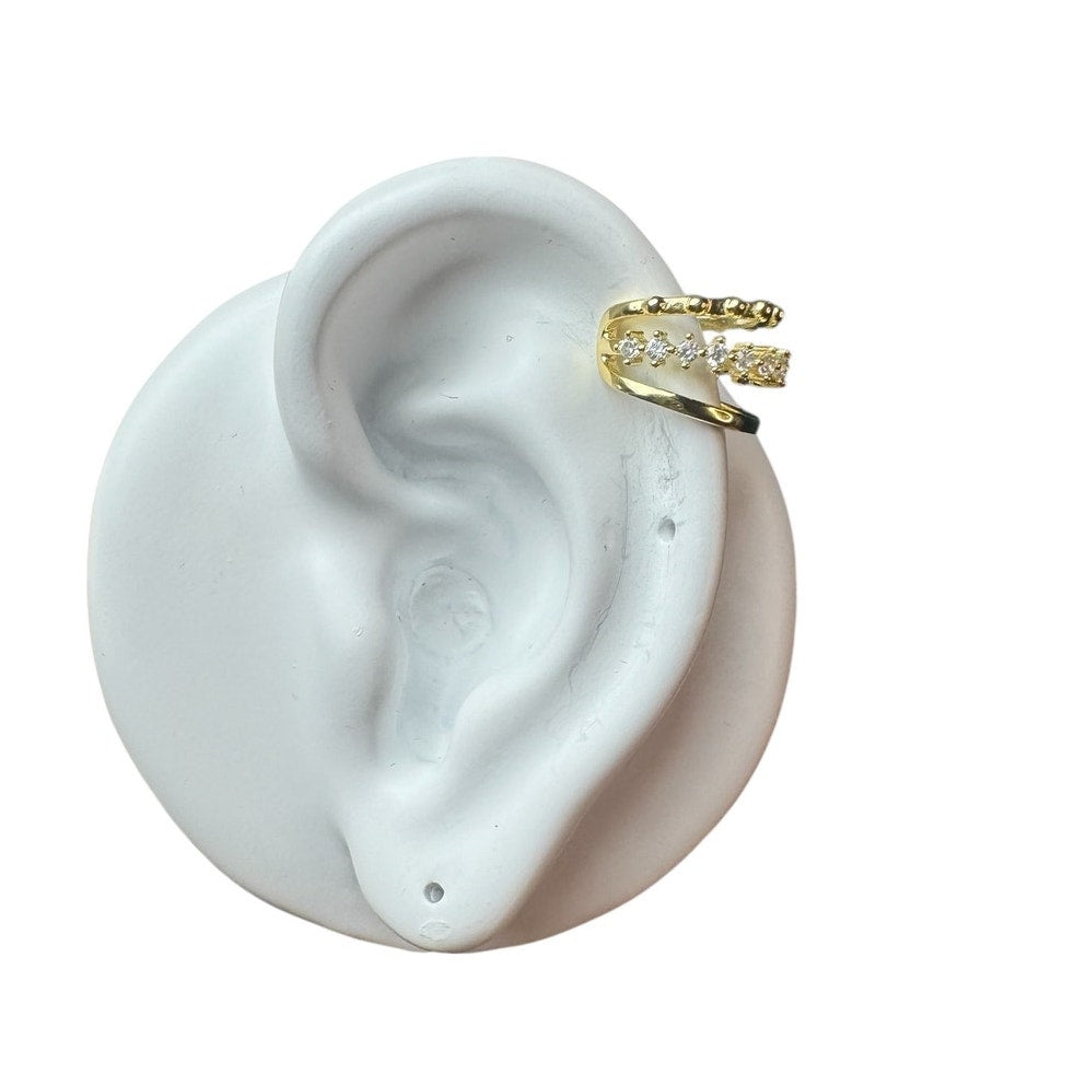 Ear Cuff with Cubic Zirconia No Piercing Needed 14K Gold Plated