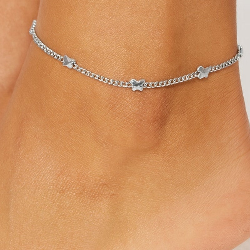 Butterfly Anklet for Women 5 Charm Dainty Design