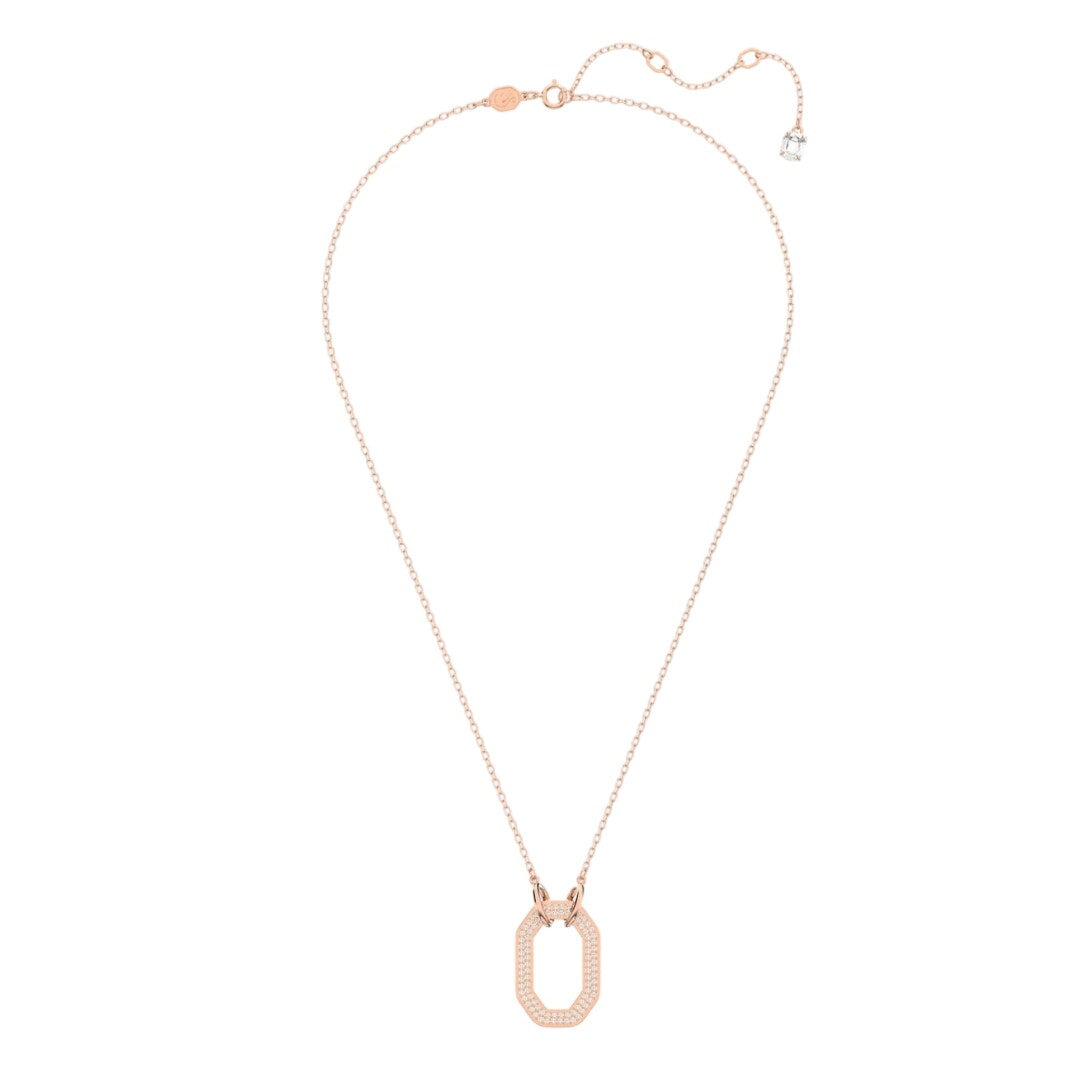 Swarovski Dextera Pendant Octagon Shape, Pavé, White, Rose Gold-Tone Plated