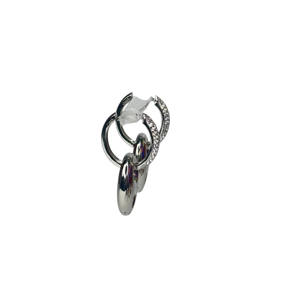 Pave Interlock Hoop Earrings silver tone