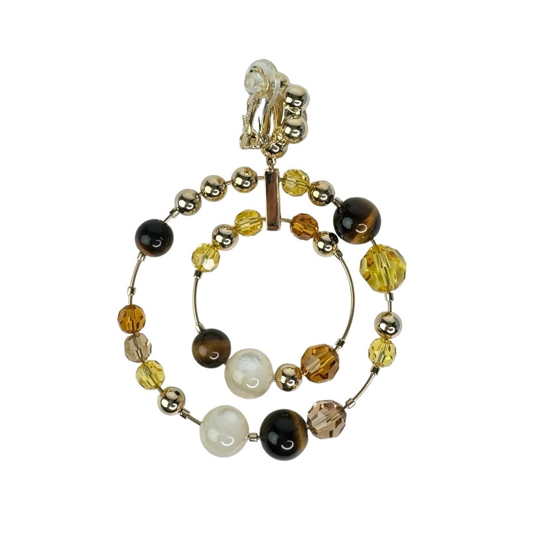 Swarovski Somnia Hoop Earrings Tiger eye, Gold-tone plated, Mother of pearl