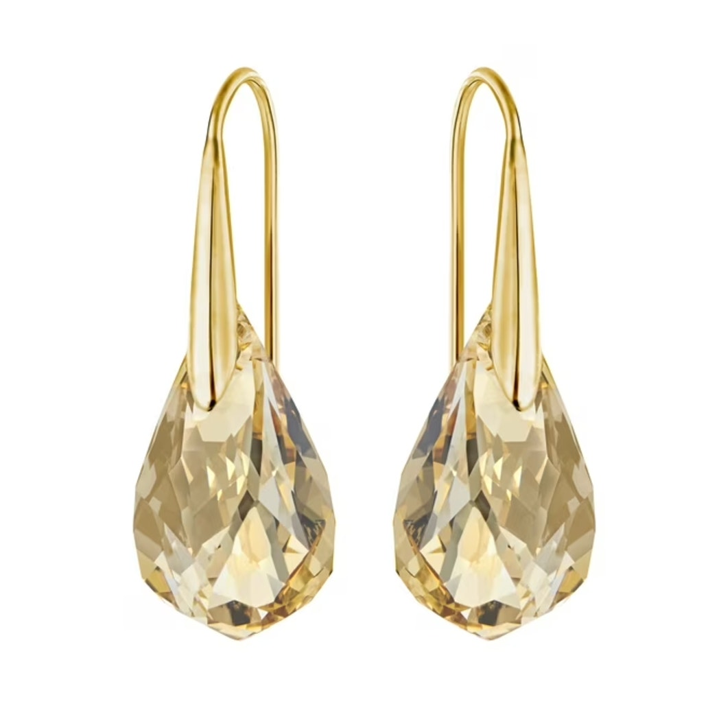 Swarovski Energic drop earrings Brown, Gold-tone plated