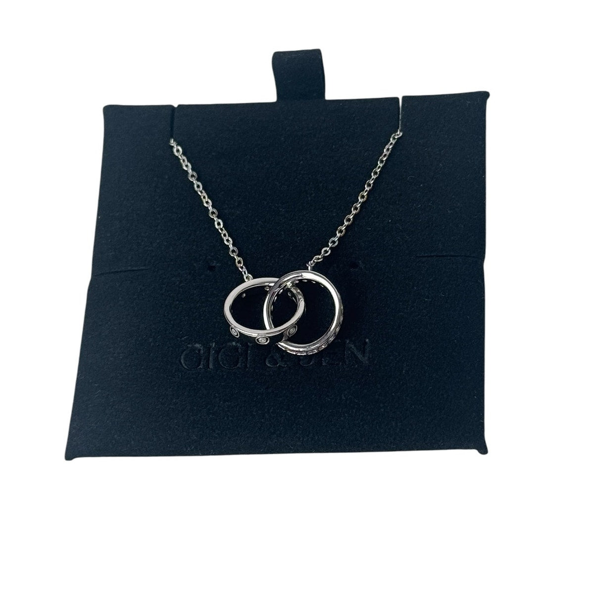 Unbreakable Bond two ring Interlocking Circle Silver Necklace