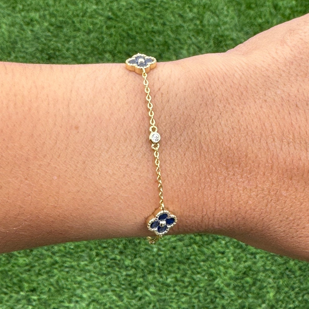 Delicate Floral Chain Bracelet 14K Gold Plated over 925 Sterling Silver