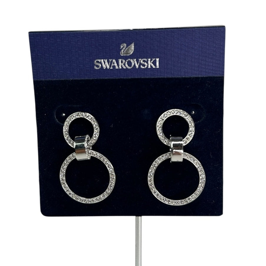 Swarovski Hollow hoop earrings White, Rhodium plated
