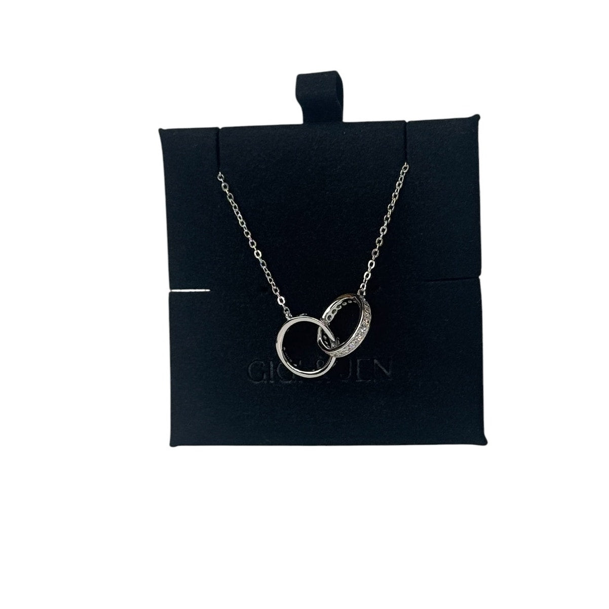 Unbreakable Bond two ring Interlocking Circle Silver Necklace