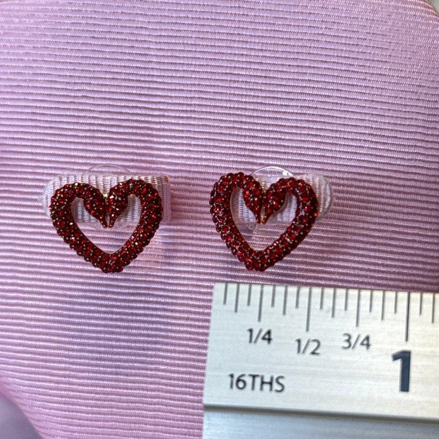 Swarovski Una Stud Red Heart Earrings Extra Small Gold-Tone Plated