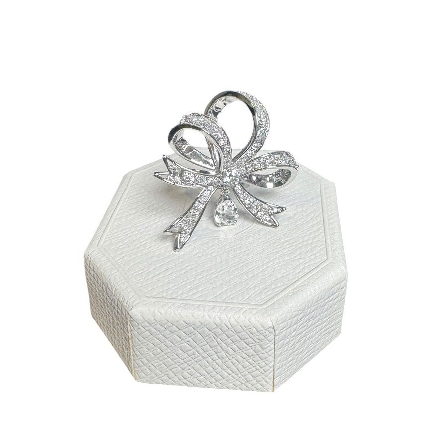 Swarovski Volta Cocktail Ring Bow White Crystal Rhodium Plated 55 /7