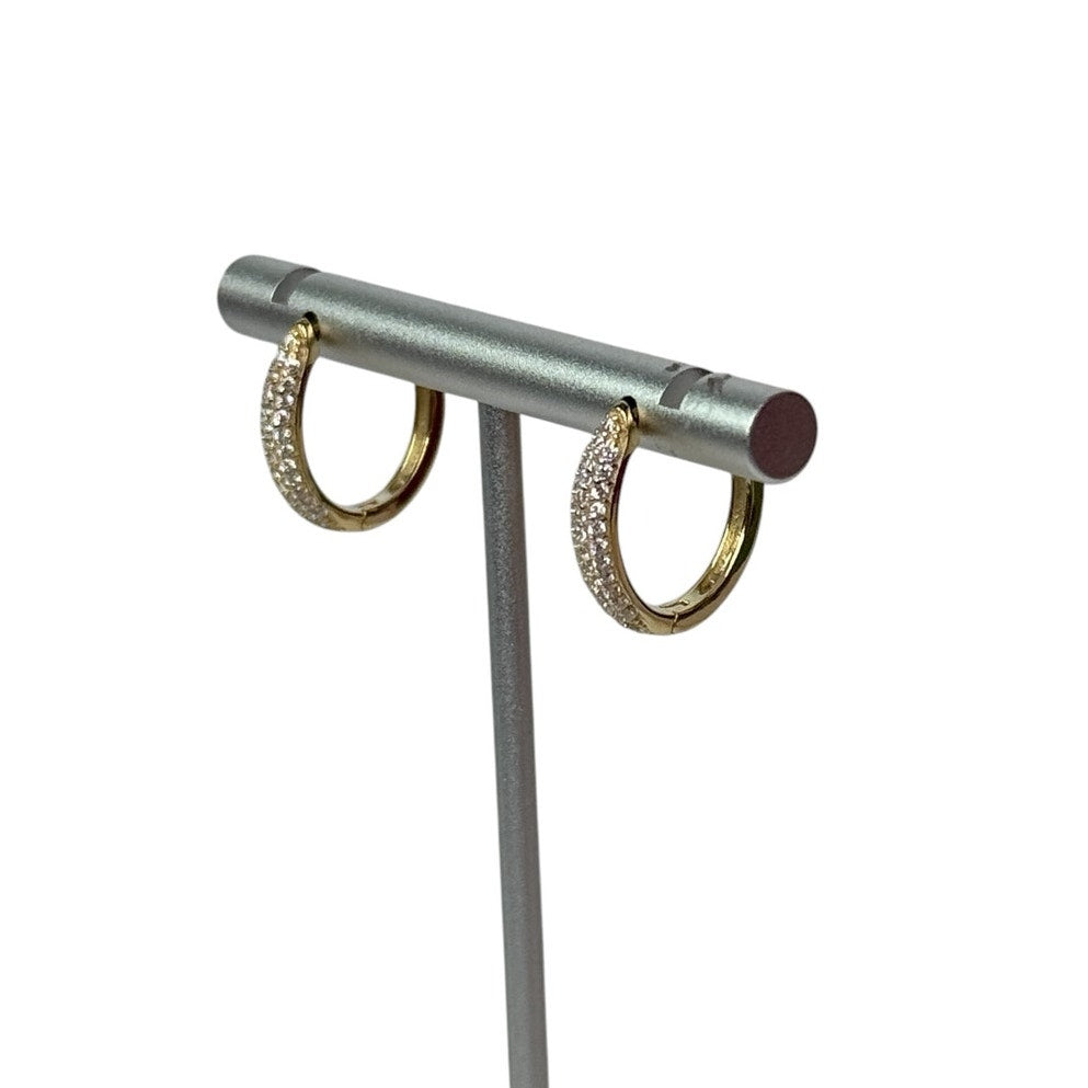 Pave Interlock Hoop Earrings gold tone