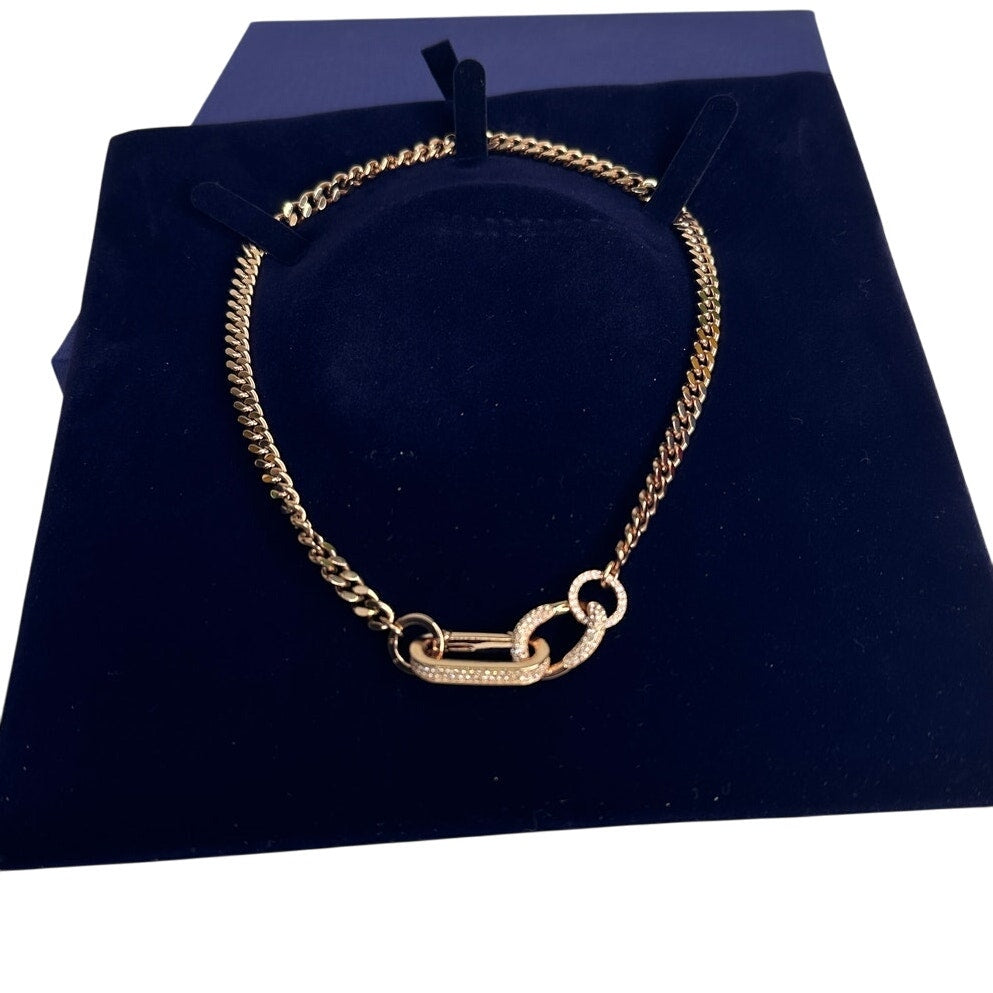 Swarovski Dextera necklace Pavé, Mixed links, White, Rose gold-tone plated Small