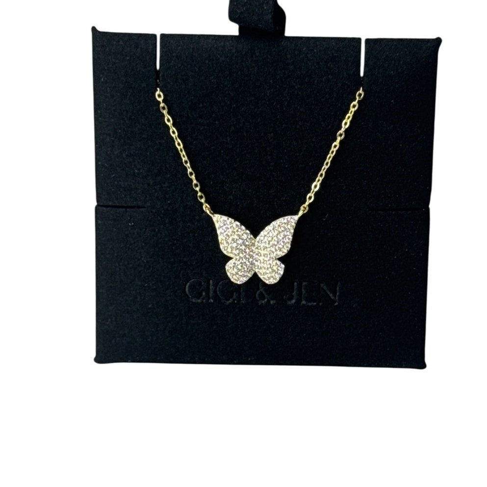 Butterfly Necklace 925 Sterling Silver Cubic Zirconia Simulated Diamonds Women's Jewelry