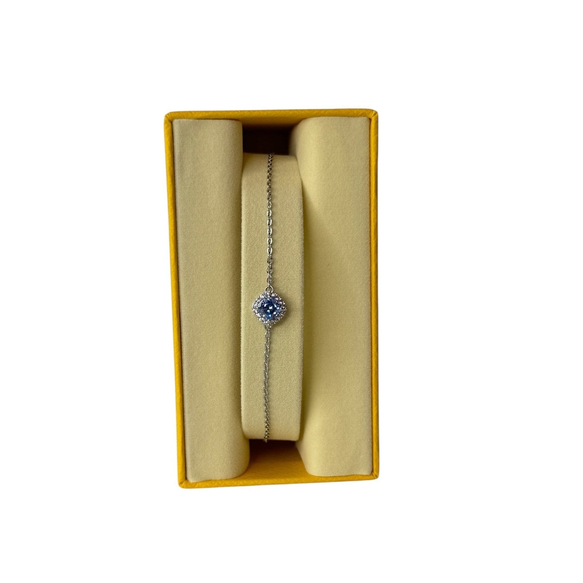 Swarovski Una Angelic bracelet Cushion cut, Blue, Rhodium plated M