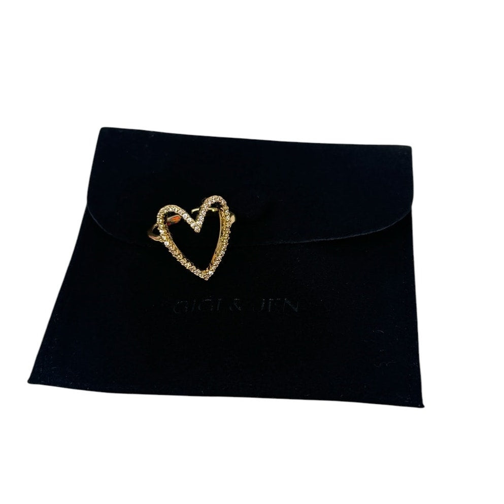 Open Heart Ring 18k Gold Plated Adjustable Ring for Women
