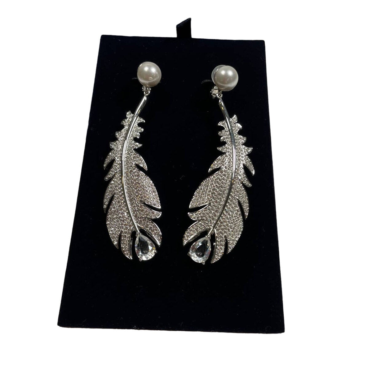 Swarovski Nice Feather Talking Piece Clip Earrings