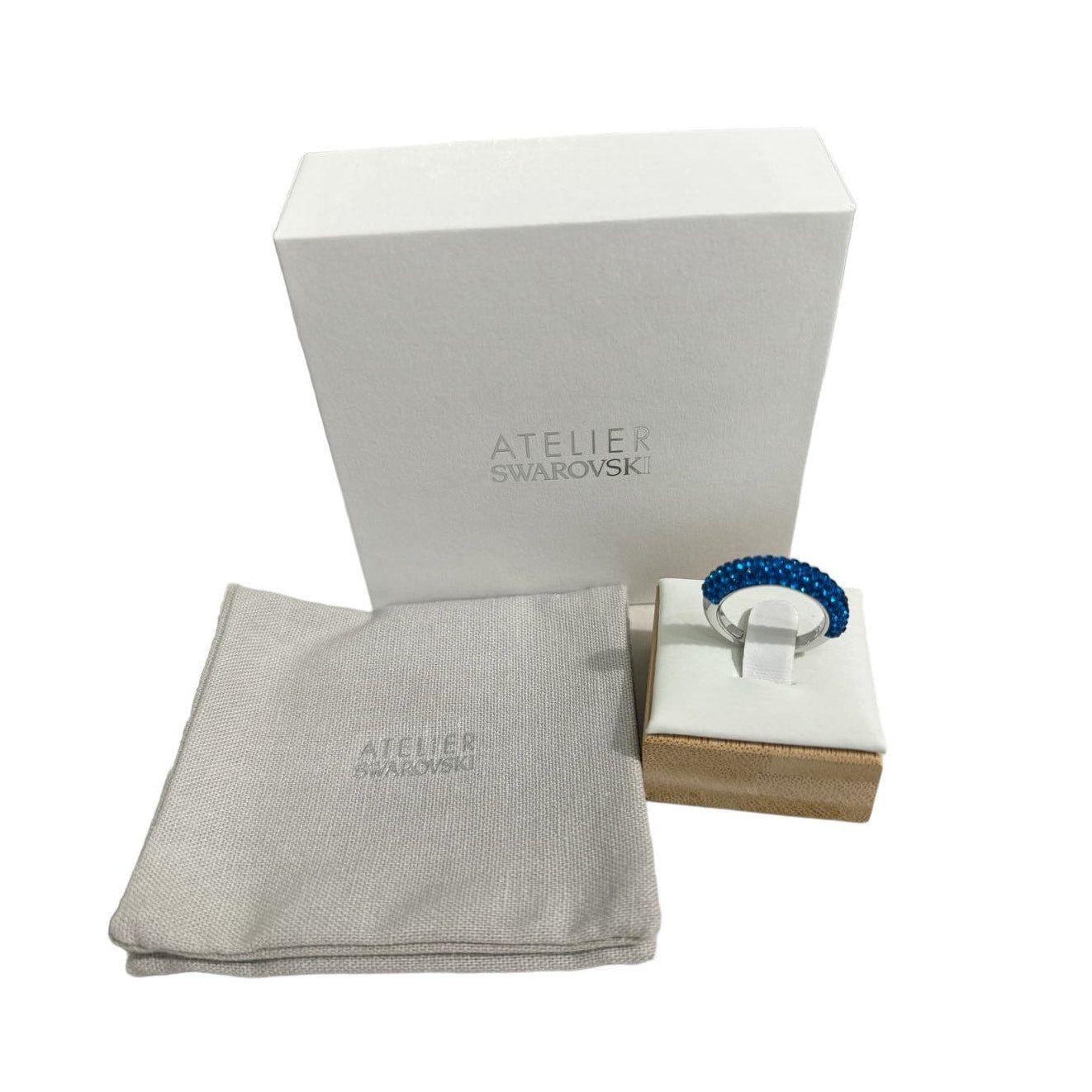 Swarovski Atelier Tigris ring Blue, Rhodium plated size 55 / USA7