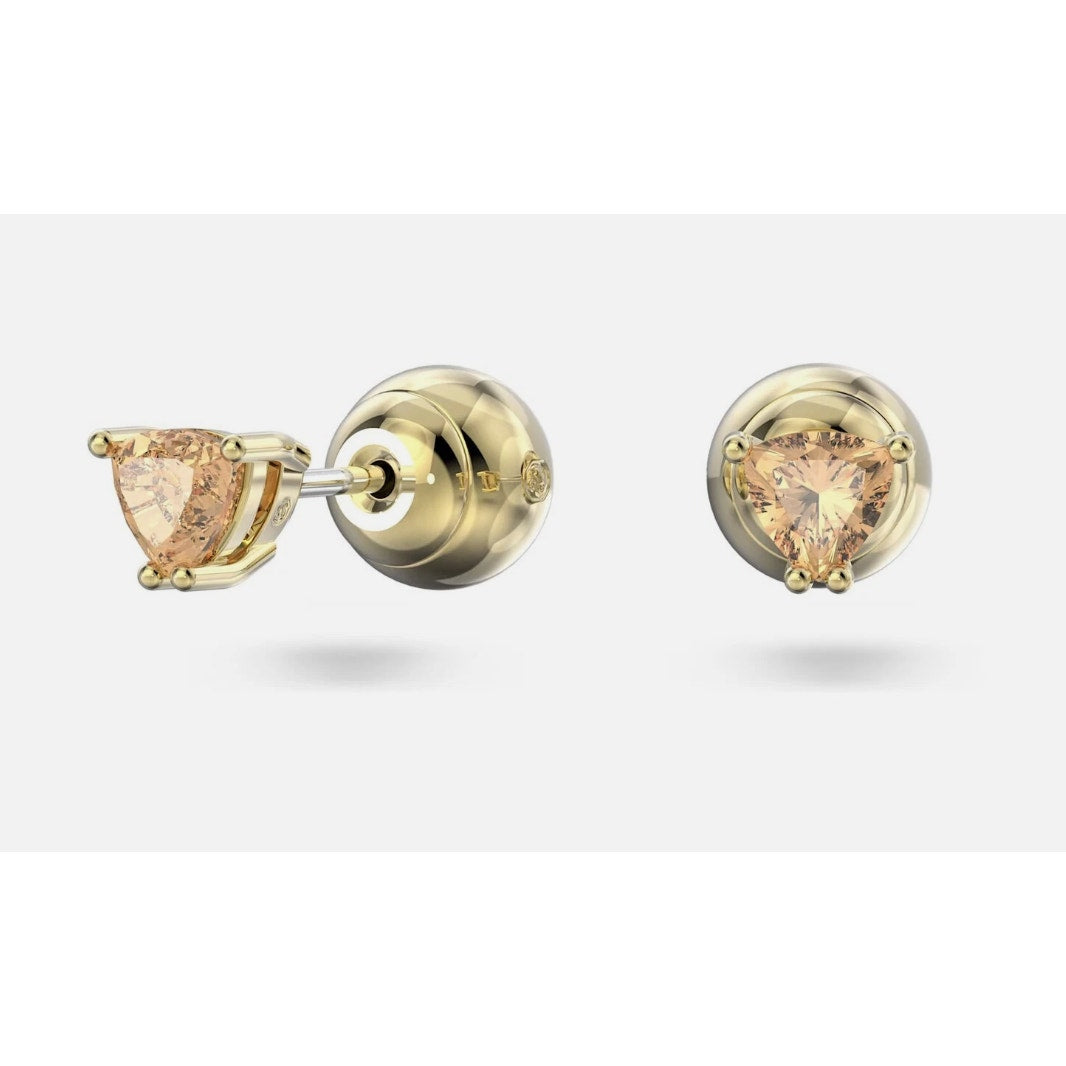 Swarovski Chroma Stud Earrings, Trilliant Cut Orange Gold tone small