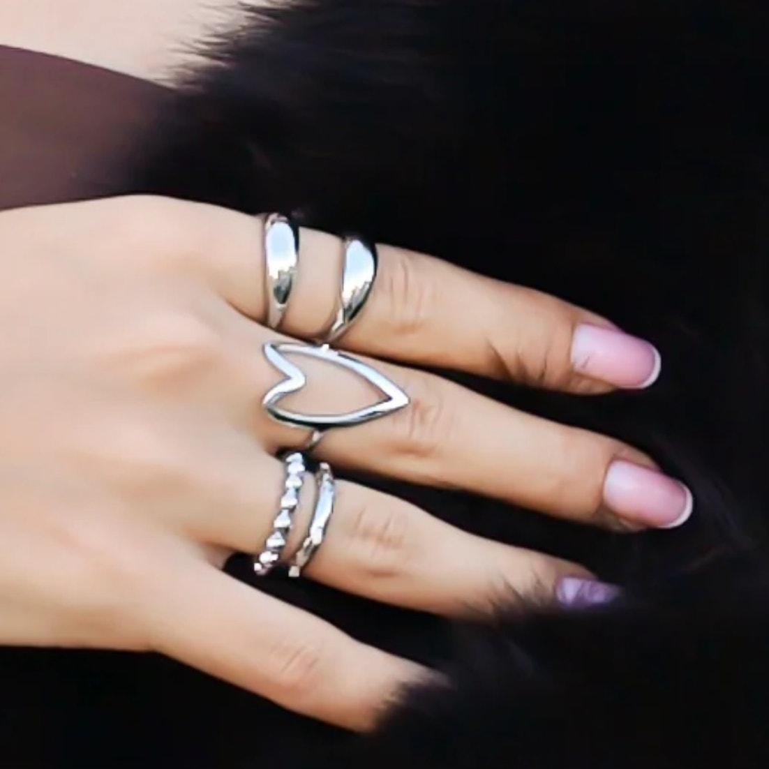 Abstract Heart Ring Minimalist Sculptural Design silver