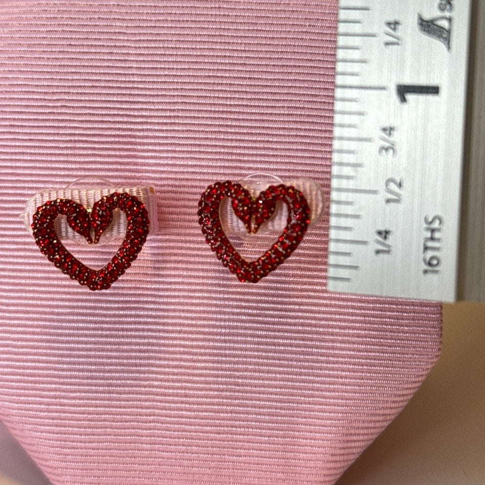 Swarovski Una Stud Red Heart Earrings Extra Small Gold-Tone Plated