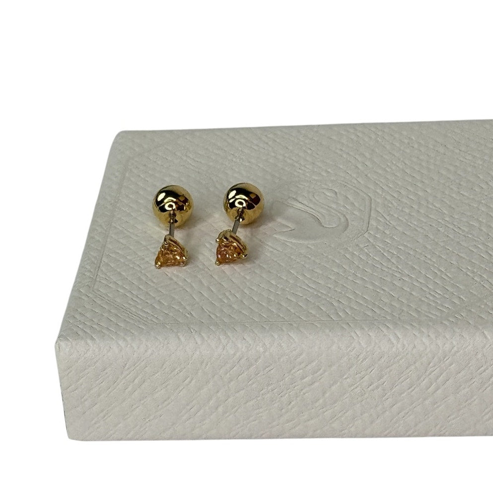 Swarovski Chroma Stud Earrings, Trilliant Cut Orange Gold tone small