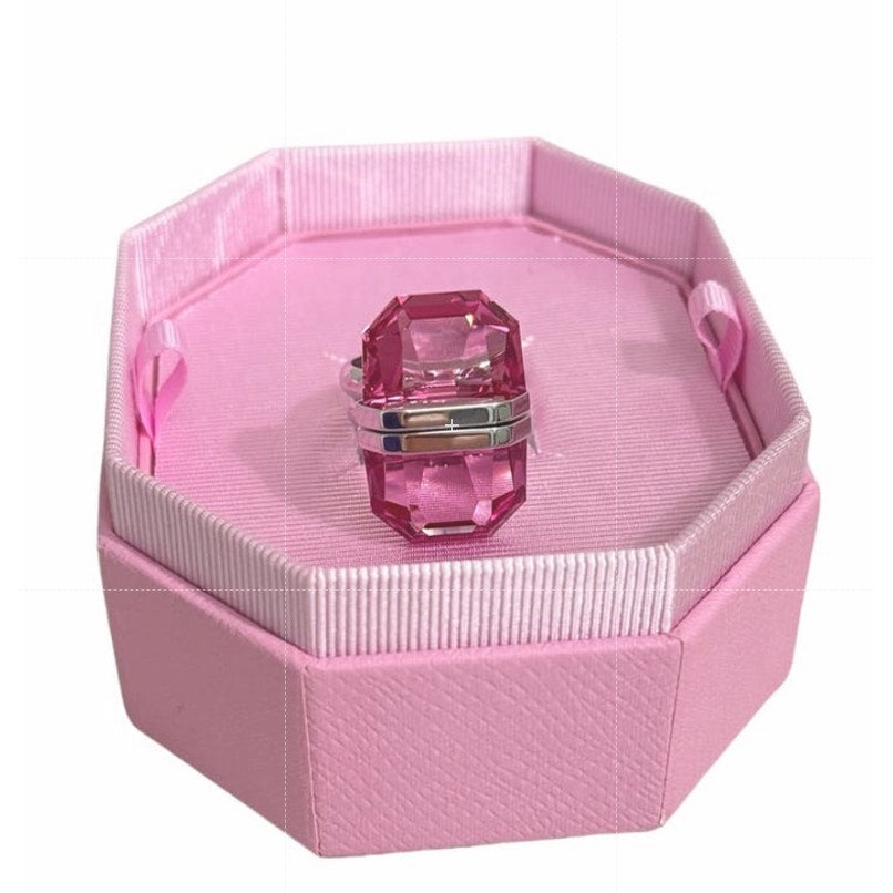 Swarovski Lucent ring Magnetic closure, Pink, Rhodium plated Size 58/8