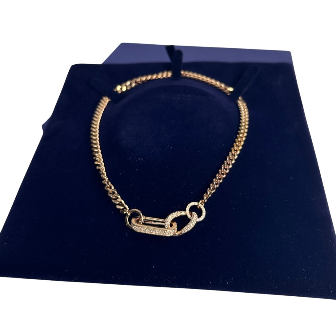 Swarovski Dextera necklace Pavé, Mixed links, White, Rose gold-tone plated Small