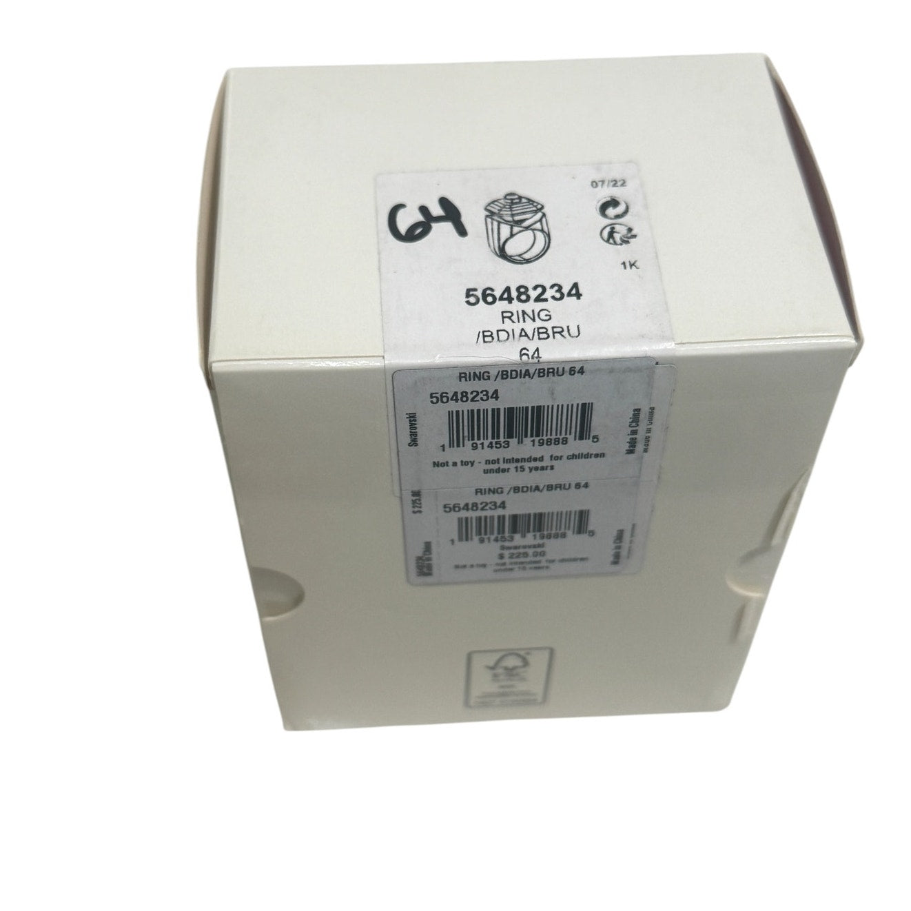 Swarovski Numina cocktail ring Octagon cut, Black, Ruthenium plated SIZE 64