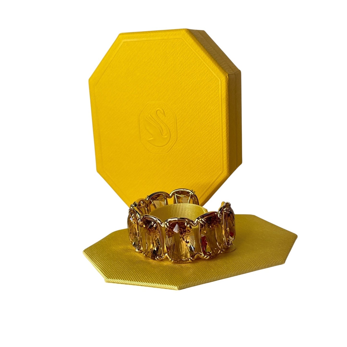 Swarovski Harmonia cuff Oversized floating crystals, Gold tone small
