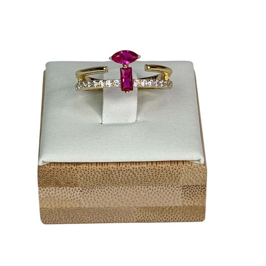 Golden Kiss Fuchsia CZ stone Ring for Her