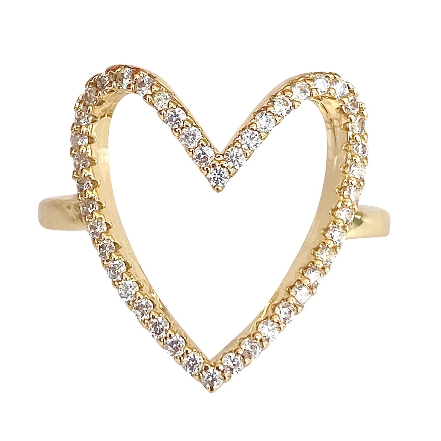 Open Heart Ring 18k Gold Plated Adjustable Ring for Women