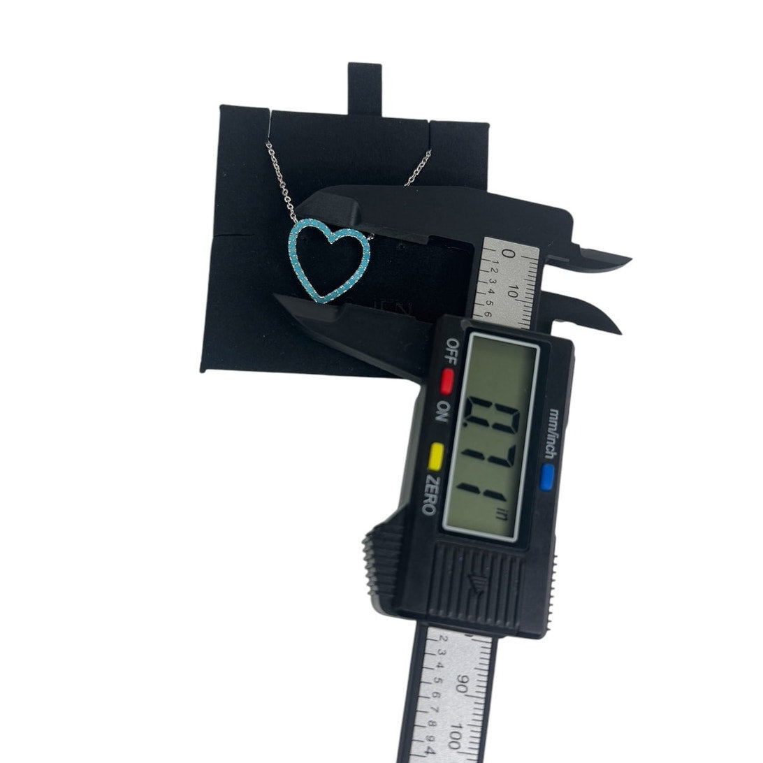 Open Heart Necklace Silver & Turquoise color