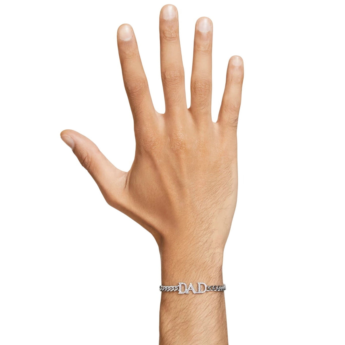 Swarovski Dad Bracelet, White, Rhodium Plated Large