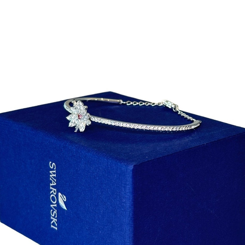 Swarovski Eternal Flower bangle Flower, Pink, Mixed metal finish Bracelet