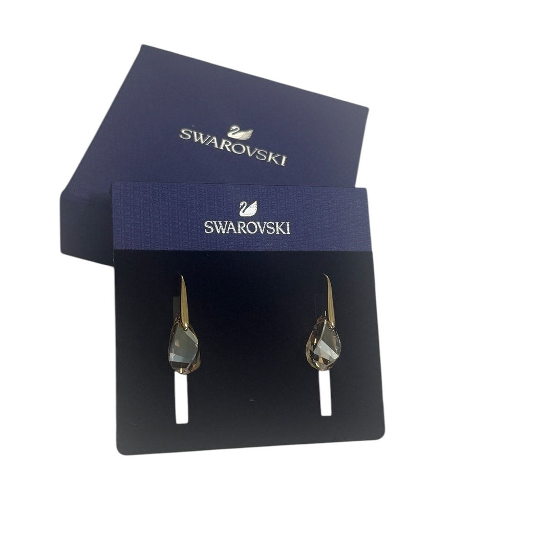 Swarovski Energic drop earrings Brown, Gold-tone plated
